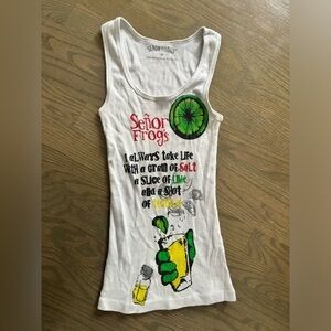 Y2K Vintage senor frogs tequila shot Cozumel Mexico white tank top size m 2000s